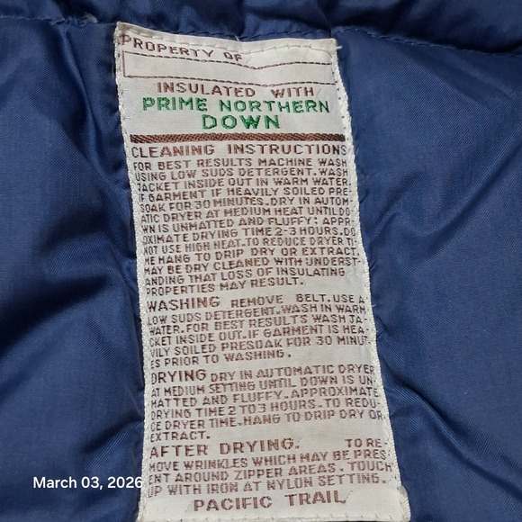 Vintage Pacific Trail Prime Northern Down Western Denim Vest With Leather Trim - Picture 13 of 14